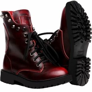 Stylish Red Combat Boots